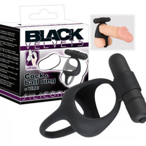 Black Velvet - vibrační kroužek na penis a varlata (černý)
