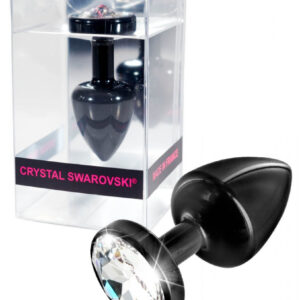 DIOGOL Anni Butt Plug Round Black - anální kolík s průhledným krystalem (černý 3cm)