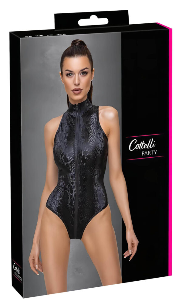 Cottelli Party - černé body s hadím vzorem - L