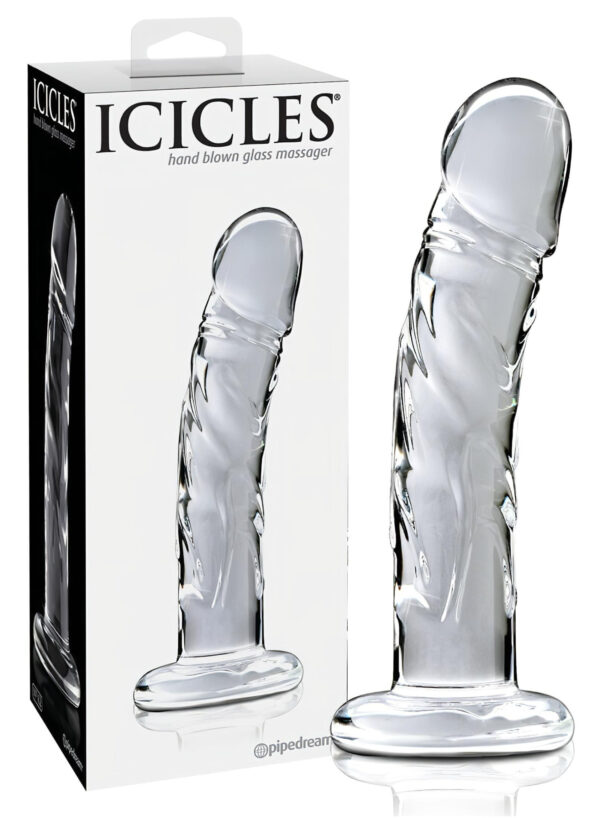 Icicles No. 62 - Skleněné dildo ve tvaru penisu (průhledné)