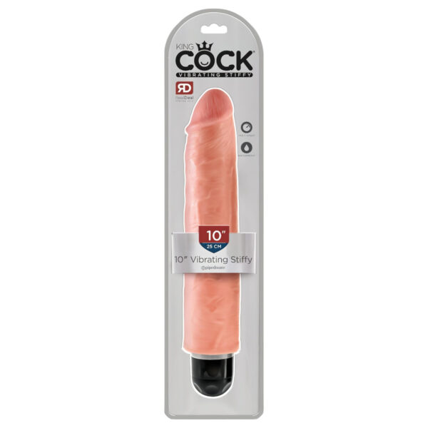 King Cock 10 Stiffy - voděodolný realistický vibrátor (25 cm) - tělová barva
