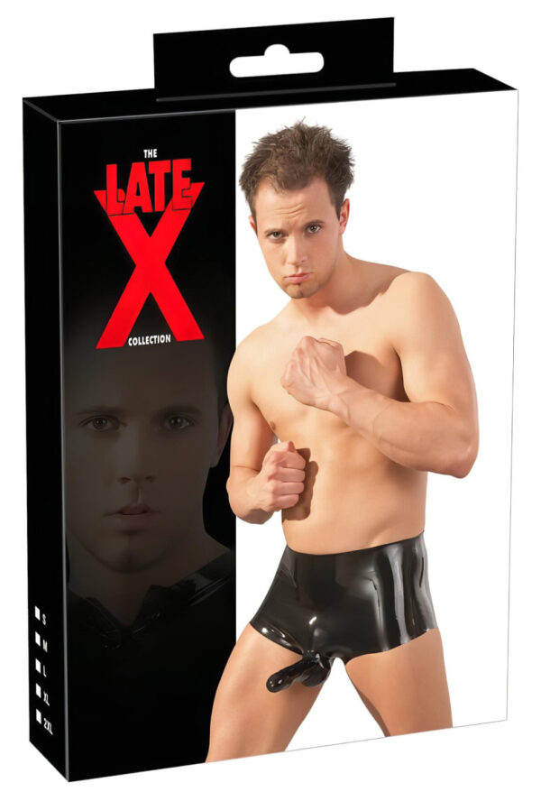 Latex - boxerky + návlek na penis (černý) - L/XL