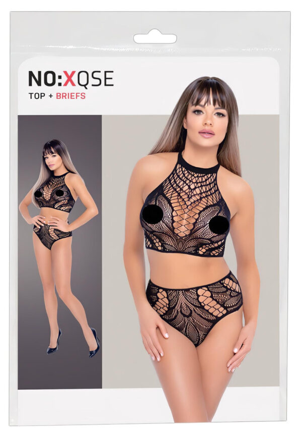NO:XQSE - Dvoudílné síťované šaty - černé (S-L)