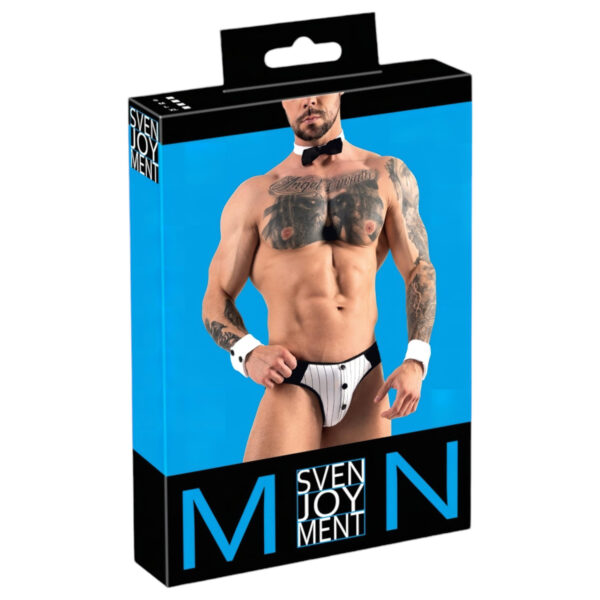 Svenjoyment - Pánský číšnický tanga kostým set (černobílý) - L