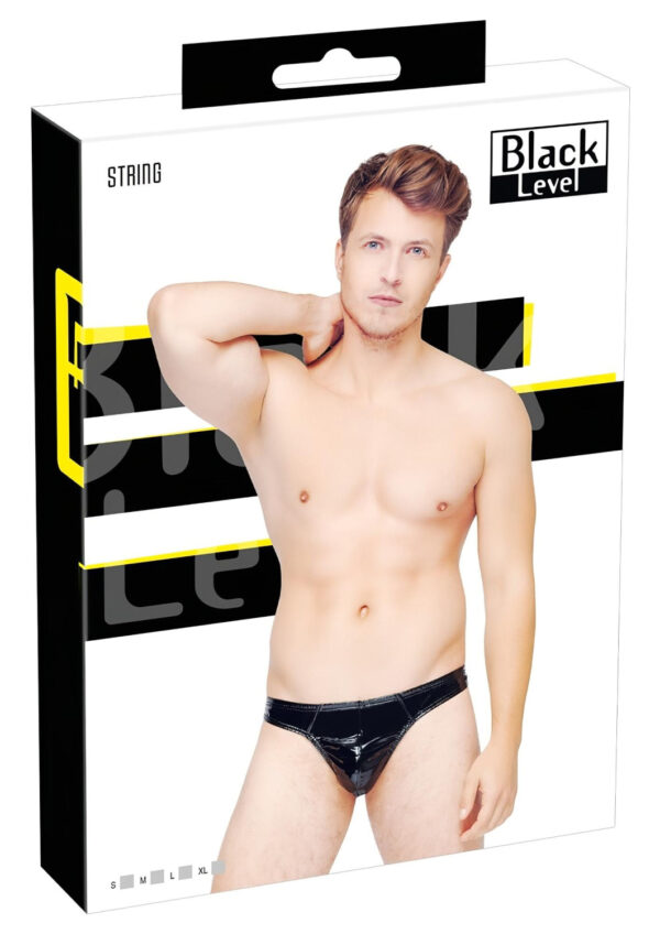 Black Level - klasická pánská lakovaná tanga (černá)