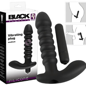Black Velvet vroubkovaný vibrátor - střední (černý)