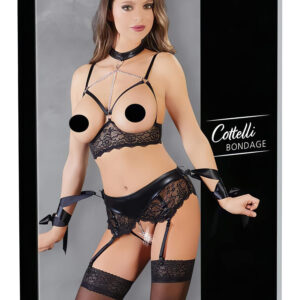 Cottelli Bondage - krajková sada prádla (5 dílů) - XL