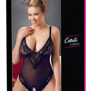 Cottelli Plus Size - krajkové body (černé) - XXXL