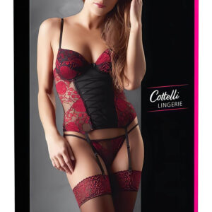Cottelli - Růžový korzet a tanga (červené) - 80B/M