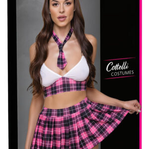 Cottelli - Růžový kostkovaný školní set - L