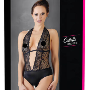 Cottelli – Krajkované body s krčním páskem (černé)