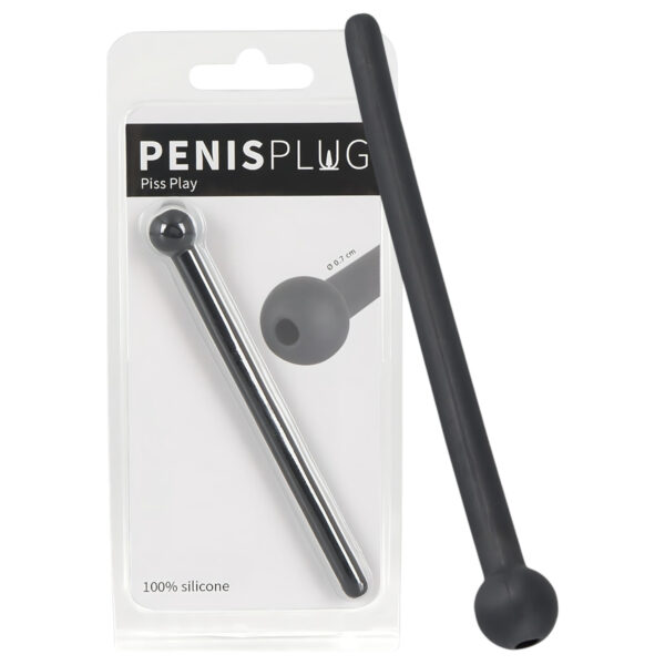 Dilator pro Piss Play - dutý silikonový dilatátor močové trubice (černý)