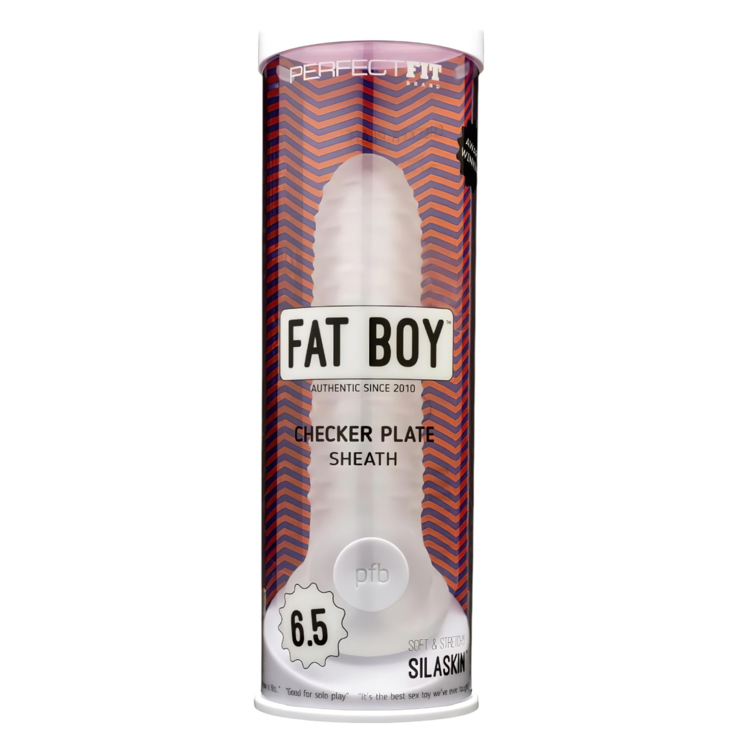 Fat Boy Károvaný návlek na penis (17 cm) - bílý