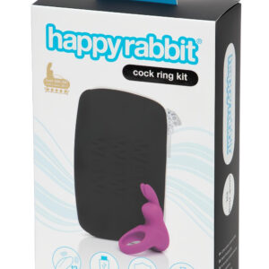 Happyrabbit Cock Kit - vibrační kroužek na penis se skladovacím pouzdrem (fialová)