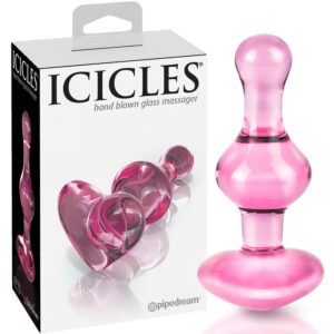Icicles No. 75 - srdcová skleněná anální zátka (růžová)