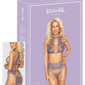 Líbivý - krajkový prádlo set (fialová) - L/XL