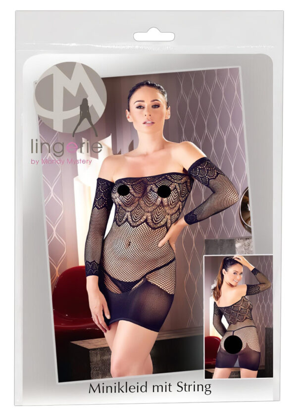 Mandy Mystery - síťované šaty s krajkou a tangy