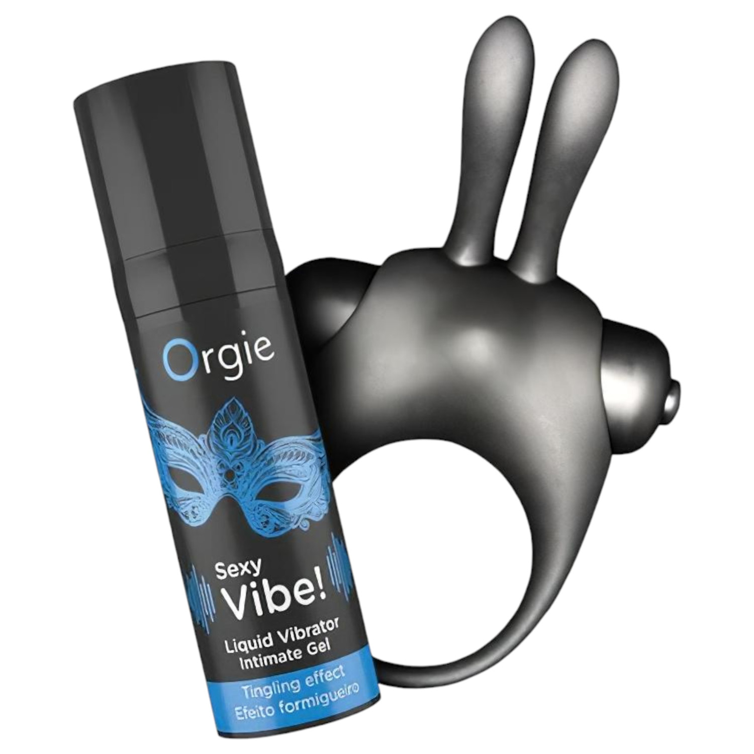 Orgie Bunny - vibrační sada kroužků na penis (černá)