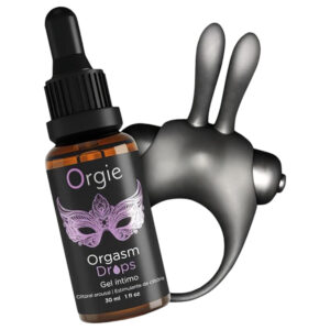 Orgie Orgasmic Bunny - vibrační kroužek na penis set (černý)