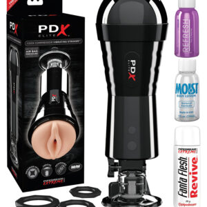 PDX Cock Compressor - sací a vibrační vaginální masturbátor (černý)