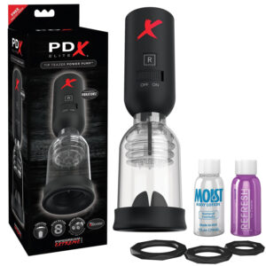 PDX Elite Tip Teazer - automatický stimulátor žaludu (černý)