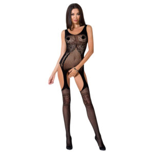 Passion BS061 - květinový síťovaný set (černý) - S-L