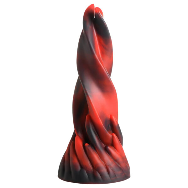 Pekelné pohlazení Kreaturního kohouta - zkroucený silikonový dildo - 19 cm (červený)