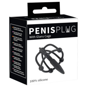 Penisplug - silikonová klec s hrotem na žalud (černá)