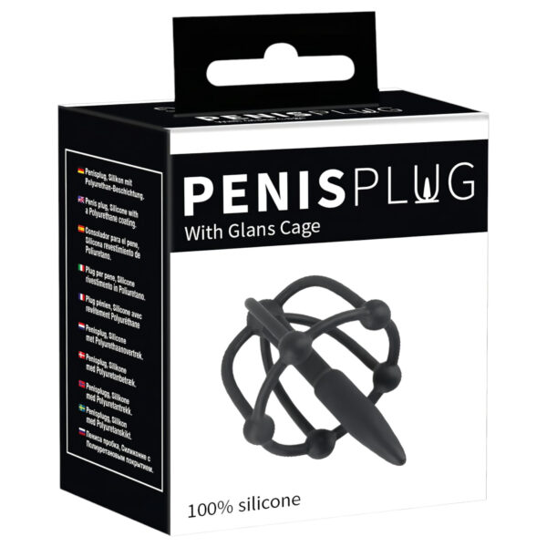 Penisplug - silikonová klec s hrotem na žalud (černá)