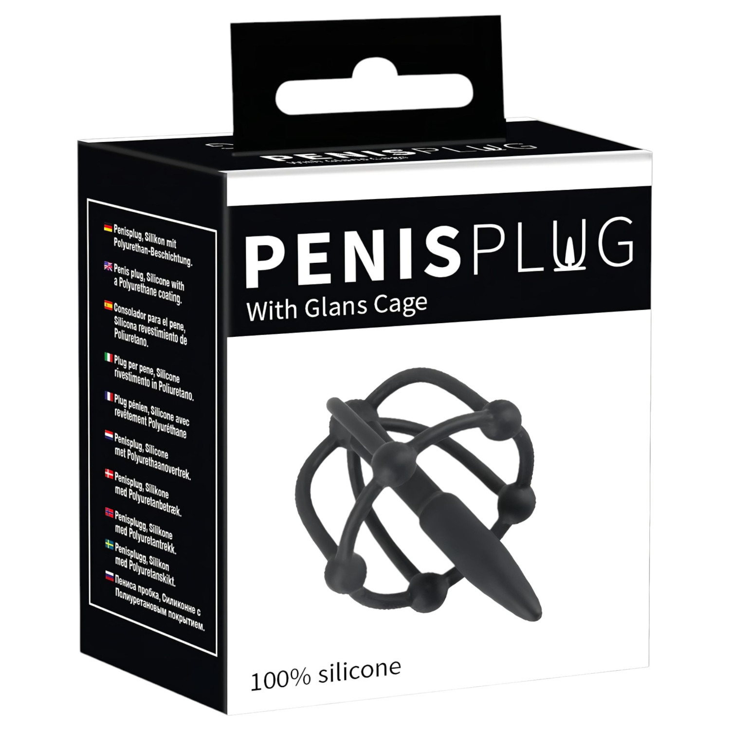 Penisplug - silikonová klec s hrotem na žalud (černá)