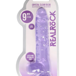 REALROCK - průhledné realistické dildo - fialové (22 cm)