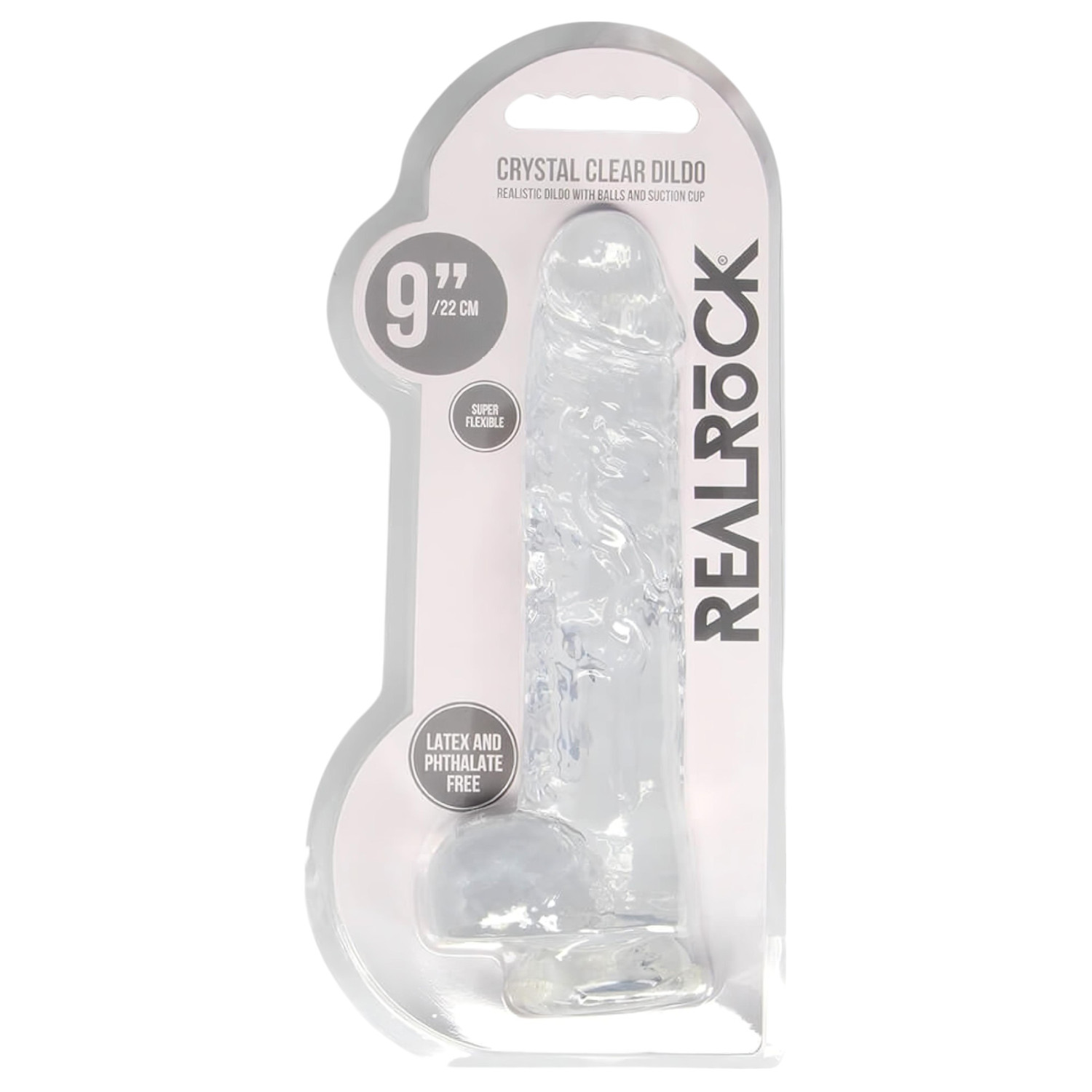 REALROCK - průhledné realistické dildo - průhledné (22 cm)