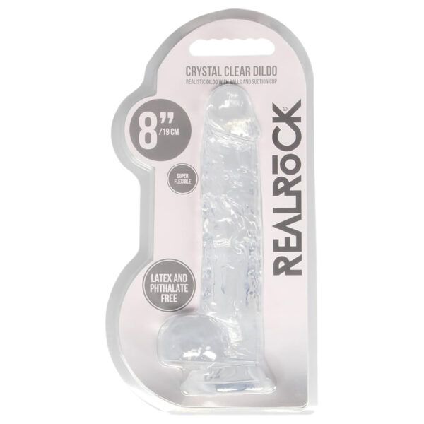 REALROCK - průhledné realistické dildo - transparentní (19 cm)