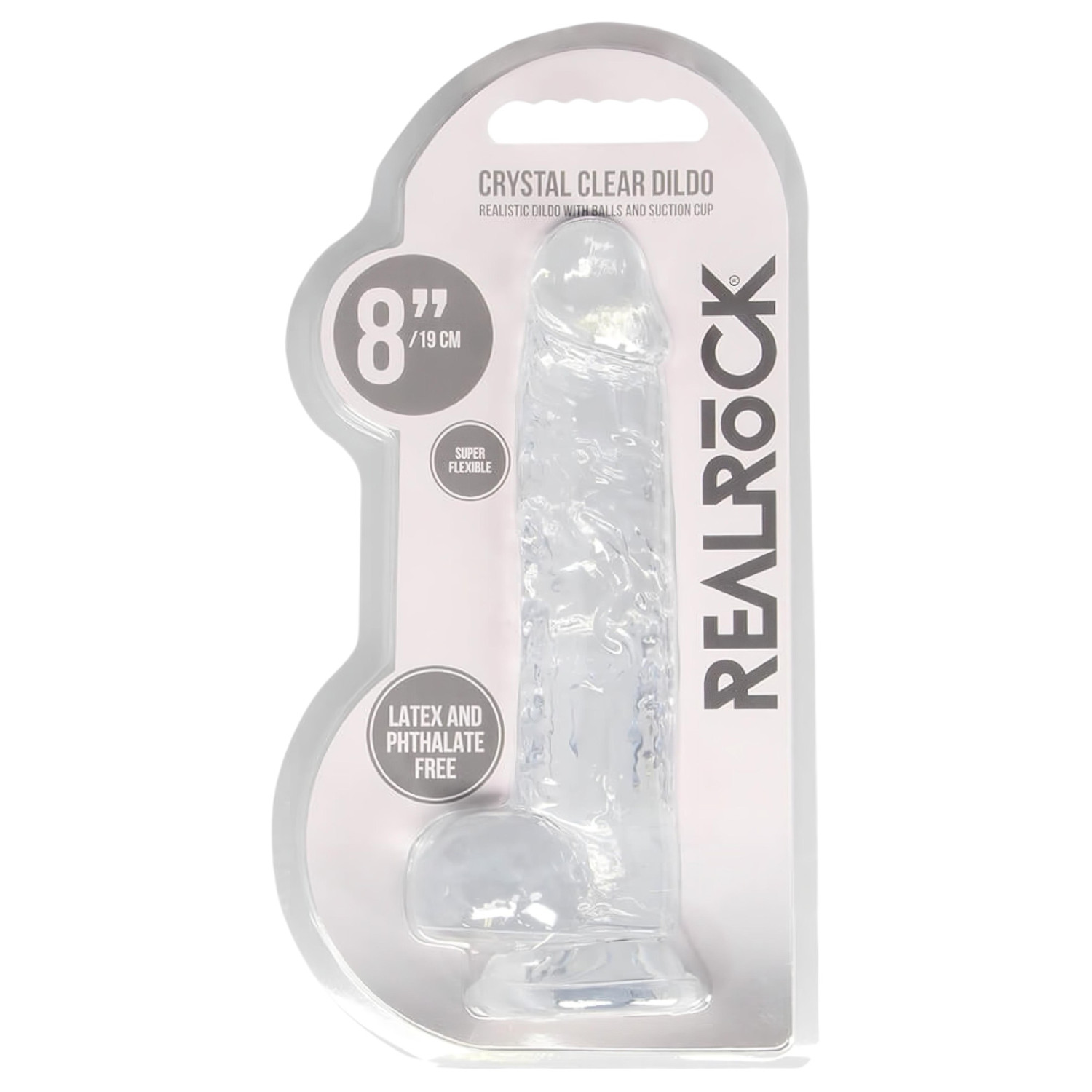 REALROCK - průhledné realistické dildo - transparentní (19 cm)