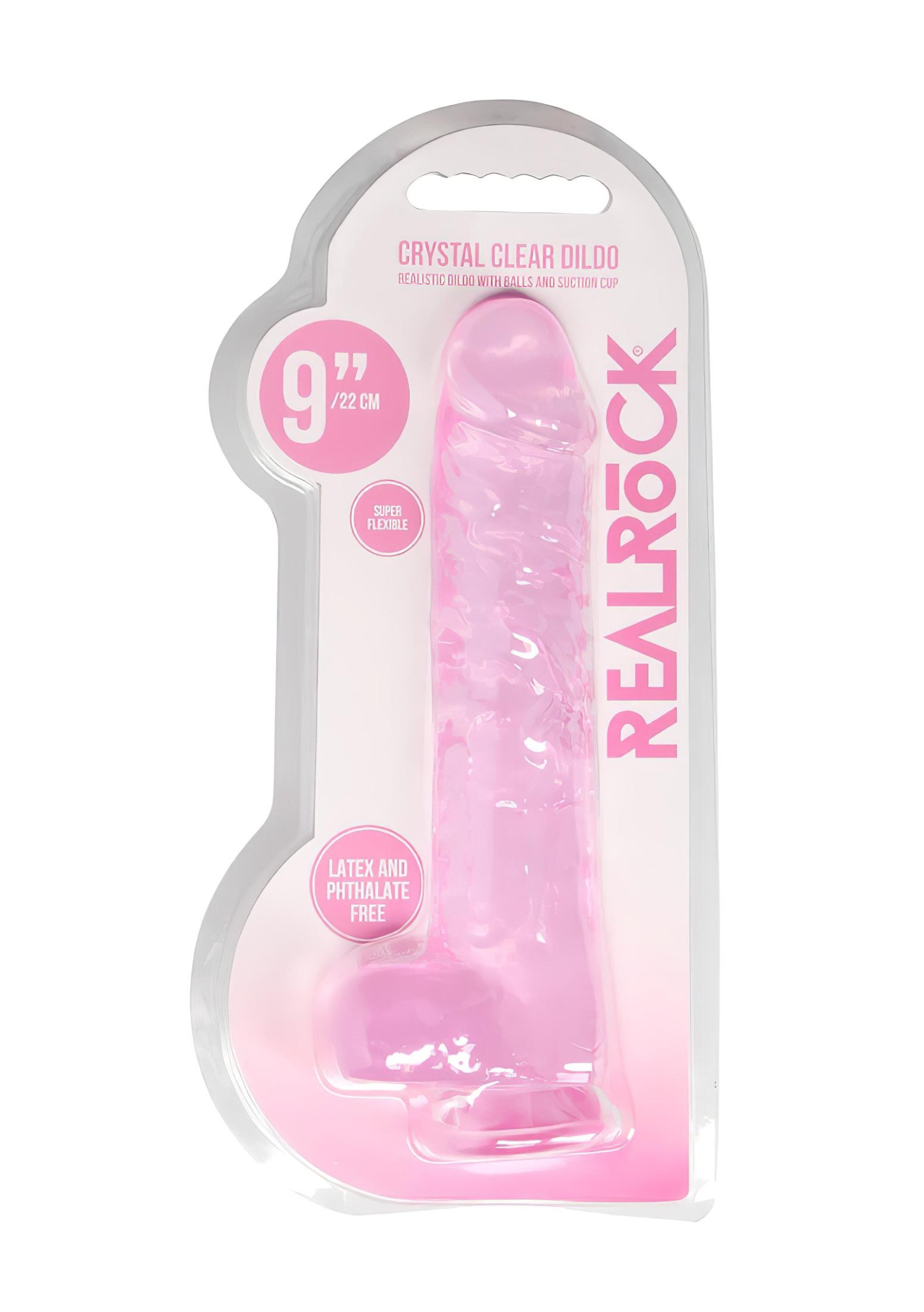 REALROCK - průsvitné realistické dildo - růžové (22 cm)