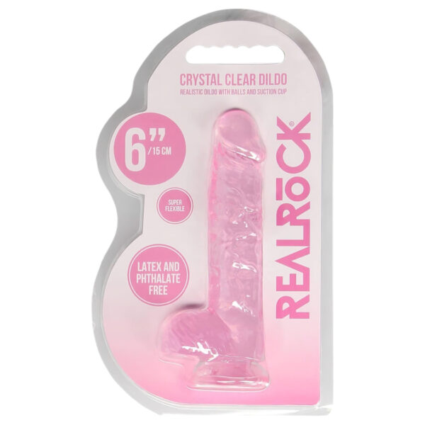 REALROCK - realistický průhledný dildo - růžový (15 cm)