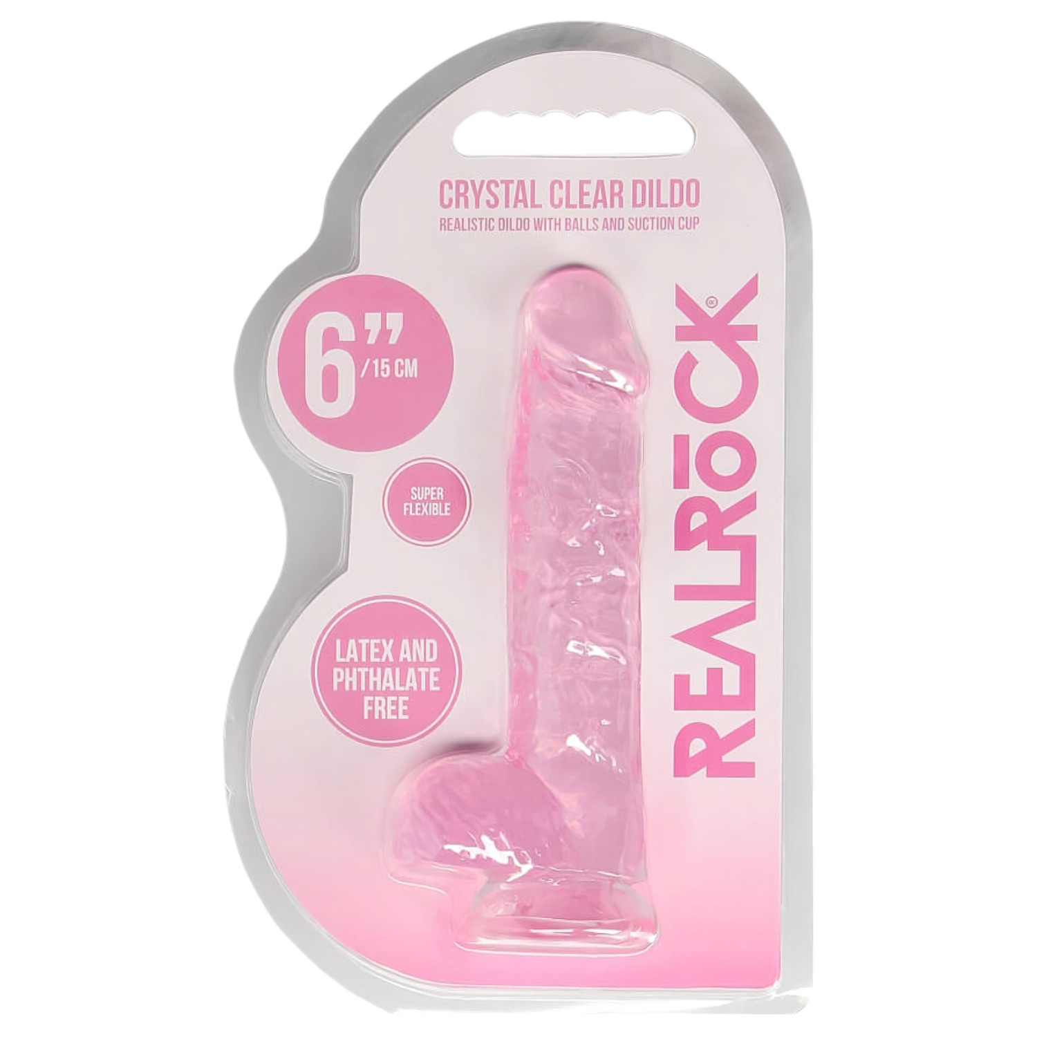 REALROCK - realistický průhledný dildo - růžový (15 cm)
