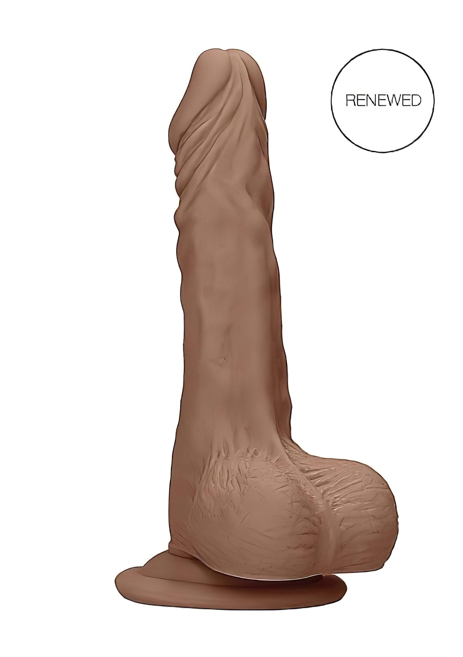 RealRock Dong 10 - realistický dildo s varlaty (25 cm) - tmavá přírodní barva