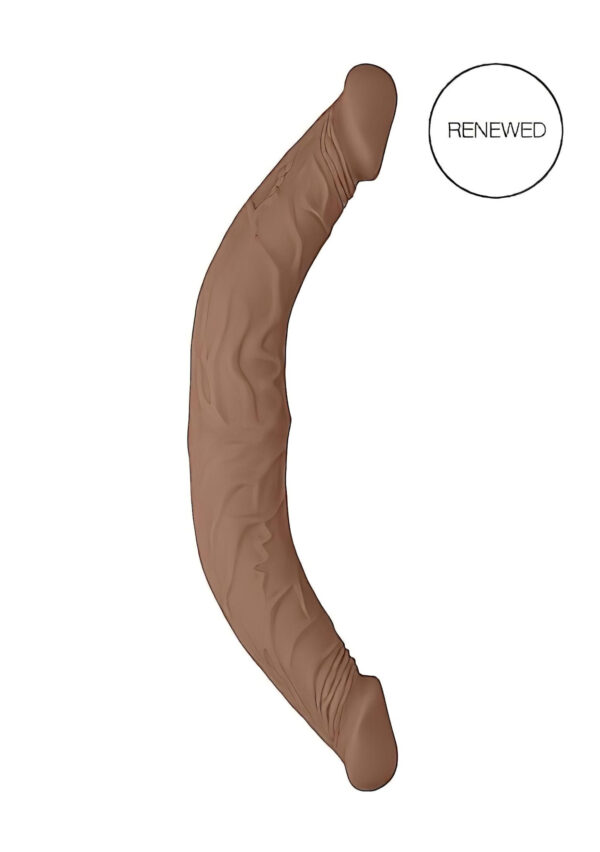 RealRock Double Dong 14 - dvojitý dildo (36cm) - tmavě přírodní