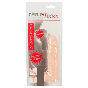 Realistixxx - realistický návlek na penis s kroužkem - 16 cm (přírodní)