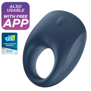Satisfyer Strong One - chytrý vibrační kroužek na penis (modrý)