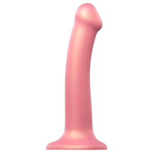 Strap-on-me Metallic Shine M - pokožce přátelské dildo (metalická růžová)