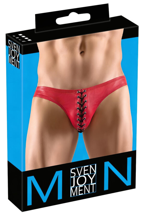 Svenjoyment - černé pánské spodní prádlo s červenou šněrováním - M
