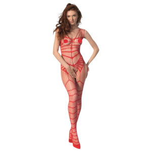 Vášnivá síťovina overall - otevřený design (červený) S-L