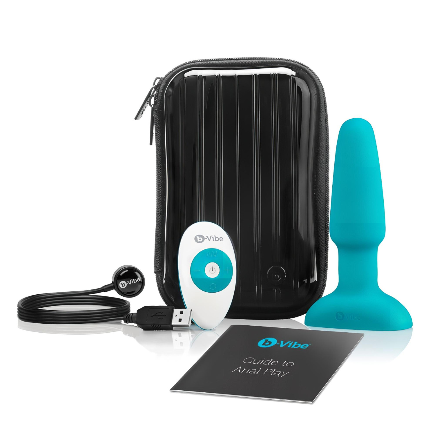 b-Vibe - rotující perličkový anální vibrátor (tyrkysový)