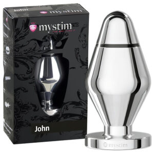 mystim Little John - elektro anální plug - stříbrný (velký)