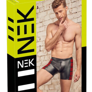 NEK - Boxerky se zipem s červenými bočními panely (černé) - XL