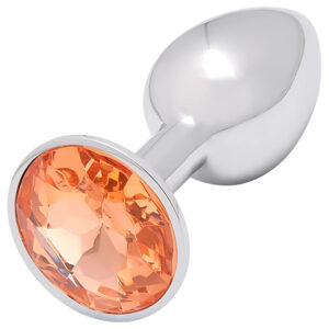 Sunfo - kovový anální kolík se zlatým kamenem (stříbrný)