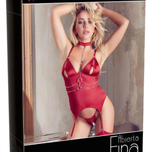 Abierta Fina - Třpytivý řetízkový top a tanga (červená) - L