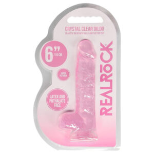 REALROCK - průhledné realistické dildo - růžové (15 cm)